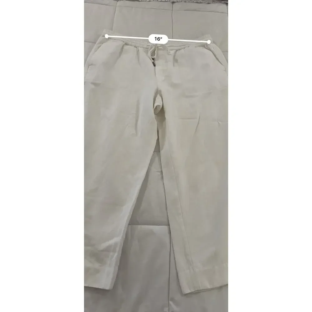 Banana Republic Linen Blend Pants Crisp White Women's Sz Large